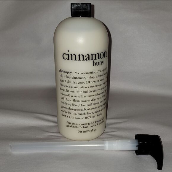 New Philosophy Cinnamon Buns 32oz Shower Gel, Bubble Bath, Shampoo 3 in 1 w Pump - Picture 2 of 8